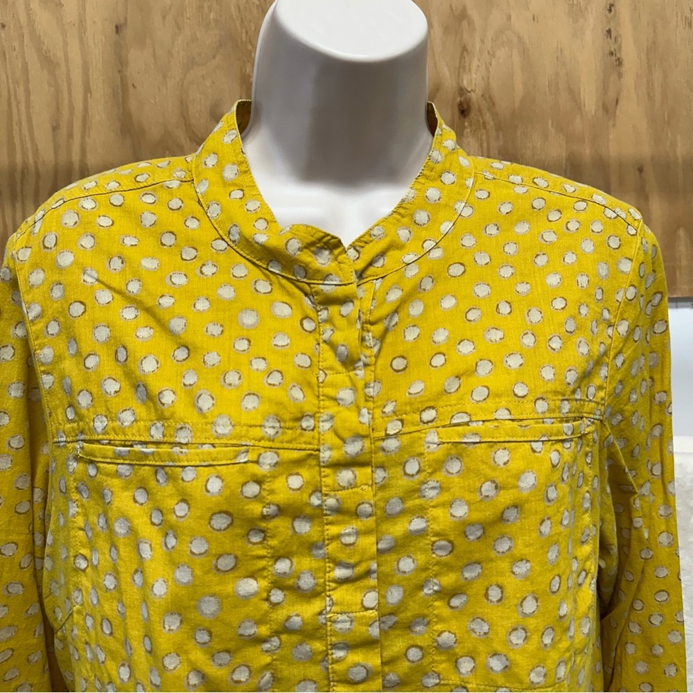 Anthropologie Odille high low Mustard yellow tunic top Oversized Lagenlook SZ 12 - Picture 4 of 8